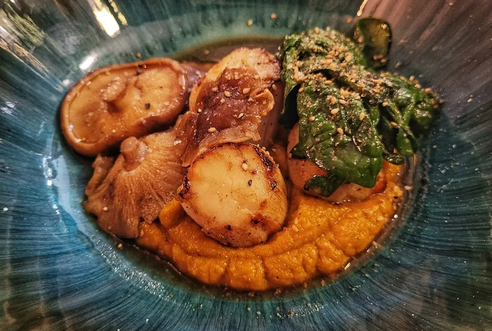 Noix de Saint Jacques Scallops With Shiitake Mushrooms Spinach And Butternut